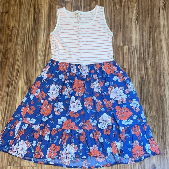 Matilda Jane women’s dress medium roll with it tank fit flare floral blue coral - Picture 1 of 8